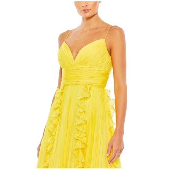 MAC DUGGAL Ruffle Chiffon Gown in Sunshine Size US 6 - Picture 8 of 11